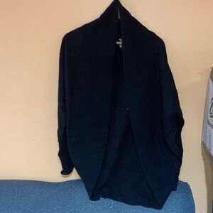 Velvet Navy Open-Front Draped Cardigan